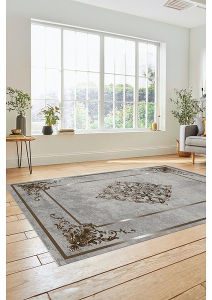 Dijital Kaymaz Yıkanabilir Çerçeveli Klasik Desen Yolluk Mutfak Salon Halısı, Klasik-05-Kahve, indirimleri