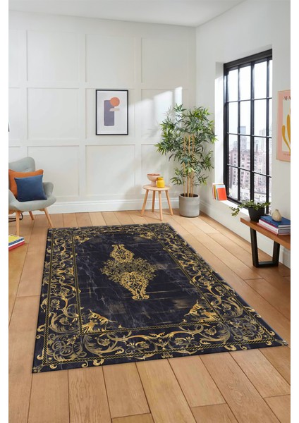 Göbekli Klasik Motifli Dijital Kaymaz Yıkanabilir Yolluk Mutfak Salon Halısı, Klasik-28-Gold, fiyatları