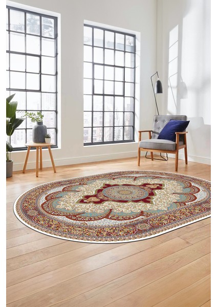 Baskılı Kaymaz Yıkanabilir Çerçeveli Göbekli Klasik Desen Salon Halısı, O-Klasik-02-Bordo, fiyatları