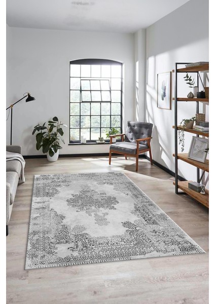 Sade Klasik Desenli Dijital Kaymaz Yıkanabilir Yolluk Mutfak Salon Halısı, Klasik-22-Gri, fiyatları