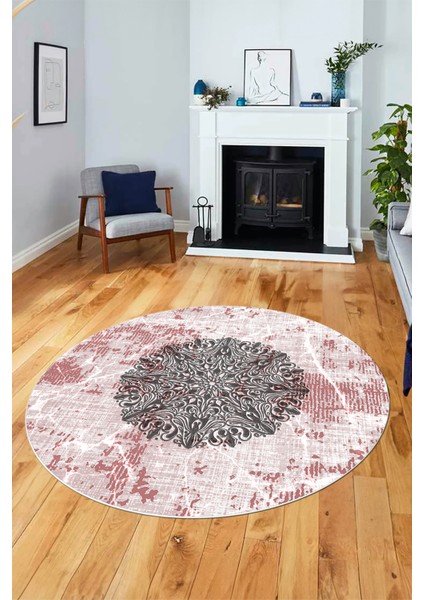 Şık Tasarım Klasik Dijital Kaymaz Taban Yıkanabilir Yuvarlak Salon Halısı, Y-Klasik-19-Pembe, fiyatları