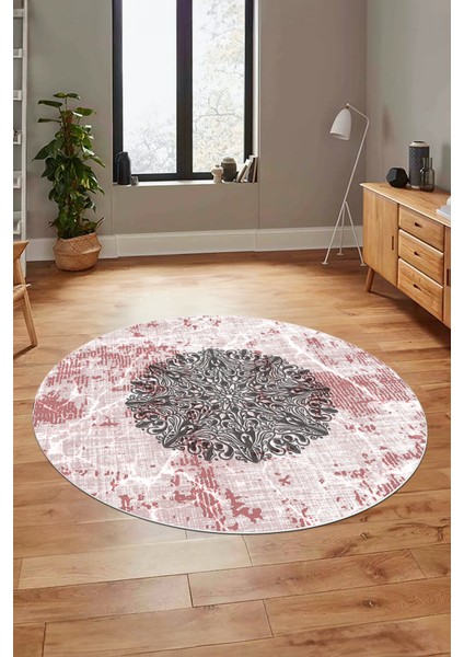 Şık Tasarım Klasik Dijital Kaymaz Taban Yıkanabilir Yuvarlak Salon Halısı, Y-Klasik-19-Pembe, modelleri