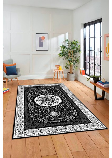 Renkli Klasik Motifli Dijital Kaymaz Yıkanabilir Yolluk Mutfak Salon Halısı, Klasik-27-Antrasit, fiyatları