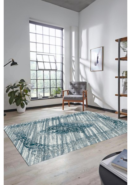 Klasik Desenli Dijital Kaymaz Taban Yıkanabilir Yolluk Mutfak Salon Halısı, Klasik-11-Mavi, indirimleri