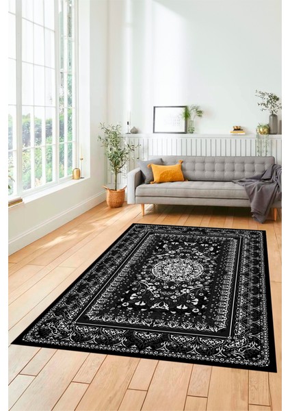 Şık Klasik Desen Dijital Kaymaz Taban Yıkanabilir Yolluk Mutfak Salon Halısı, Klasik-14-Antrasit, fiyatları