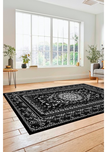 Şık Klasik Desen Dijital Kaymaz Taban Yıkanabilir Yolluk Mutfak Salon Halısı, Klasik-14-Antrasit, modelleri