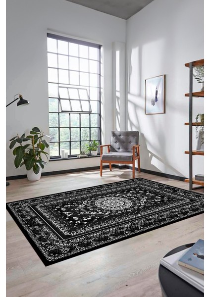 Şık Klasik Desen Dijital Kaymaz Taban Yıkanabilir Yolluk Mutfak Salon Halısı, Klasik-14-Antrasit, indirimleri