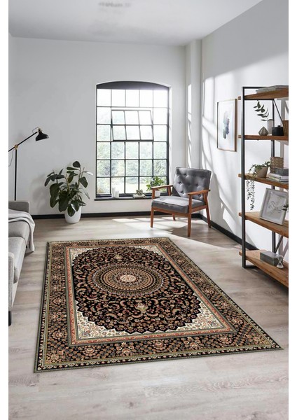 Klasik Desenli Dijital Kaymaz Yıkanabilir Yolluk Mutfak Koridor Salon Halısı, Klasik-21-Siyah, fiyatları