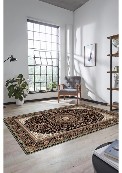 Klasik Desenli Dijital Kaymaz Yıkanabilir Yolluk Mutfak Koridor Salon Halısı, Klasik-21-Siyah, modelleri