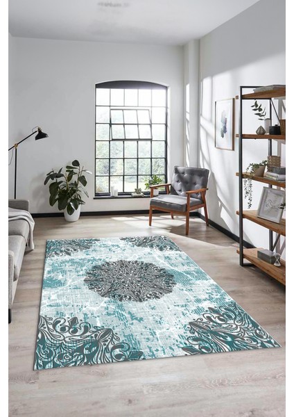 Şık Klasik Desen Dijital Kaymaz Taban Yıkanabilir Yolluk Mutfak Salon Halısı, Klasik-19-Mavi, fiyatları