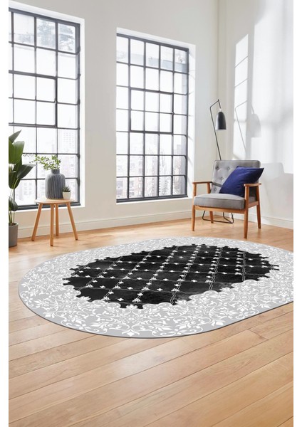 Baskılı Kaymaz Yıkanabilir Klasik Desen Yolluk Oval Mutfak Salon Halısı, O-Klasik-04-Beyaz, fiyatları