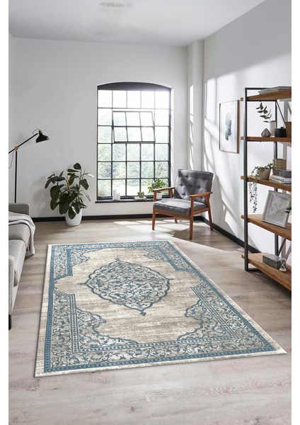 Zarif Klasik Desen Dijital Kaymaz Taban Yıkanabilir Yolluk Mutfak Salon Halısı, Klasik-15-Mavi, modelleri