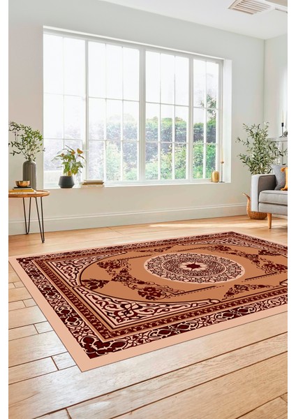 Modern Klasik Desen Dijital Kaymaz Taban Yıkanabilir Yolluk Mutfak Salon Halısı, Klasik-17-Bordo, fiyatları