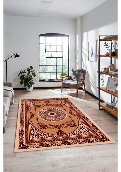 Modern Klasik Desen Dijital Kaymaz Taban Yıkanabilir Yolluk Mutfak Salon Halısı, Klasik-17-Bordo, modelleri