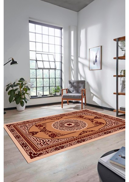 Modern Klasik Desen Dijital Kaymaz Taban Yıkanabilir Yolluk Mutfak Salon Halısı, Klasik-17-Bordo, fırsatları