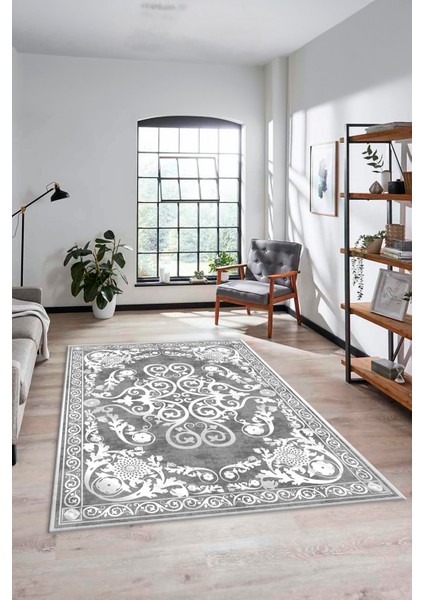Dijital Kaymaz Yıkanabilir Klasik Desenli Yolluk Mutfak Salon Halısı, Klasik-09-Gri, indirimleri