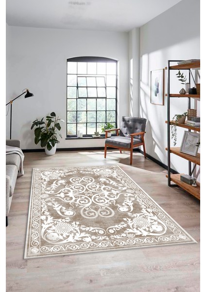 Dijital Kaymaz Yıkanabilir Klasik Desenli Yolluk Mutfak Salon Halısı, Klasik-09-Kahve, indirimleri