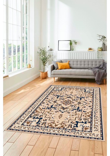 Dijital Kaymaz Yıkanabilir Klasik Desen Yolluk Mutfak Salon Halısı, Klasik-10-Antrasit, modelleri