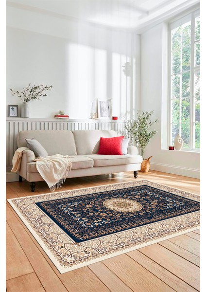 Şık Klasik Desen Dijital Kaymaz Taban Yıkanabilir Yolluk Mutfak Salon Halısı, Klasik-14-Krem,