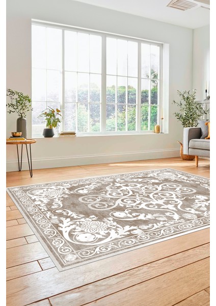 Dijital Kaymaz Yıkanabilir Klasik Desenli Yolluk Mutfak Salon Halısı, Klasik-09-Kahve, fırsatları