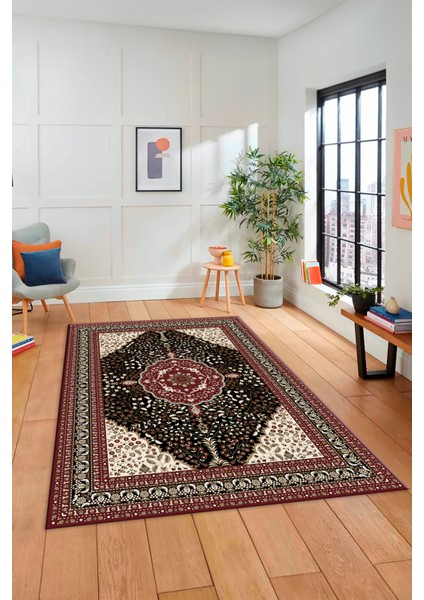 Renkli Klasik Desen Dijital Kaymaz Yıkanabilir Yolluk Mutfak Salon Halısı, Klasik-26-Bordo,