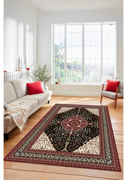 Renkli Klasik Desen Dijital Kaymaz Yıkanabilir Yolluk Mutfak Salon Halısı, Klasik-26-Bordo,