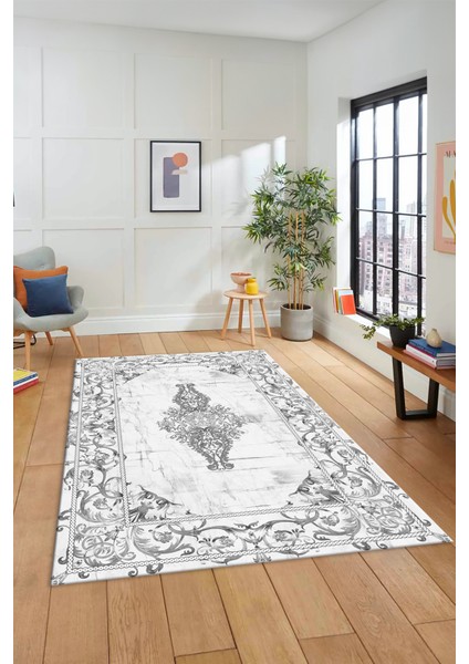 Göbekli Klasik Motifli Dijital Kaymaz Yıkanabilir Yolluk Mutfak Salon Halısı, Klasik-28-Beyaz, fiyatları