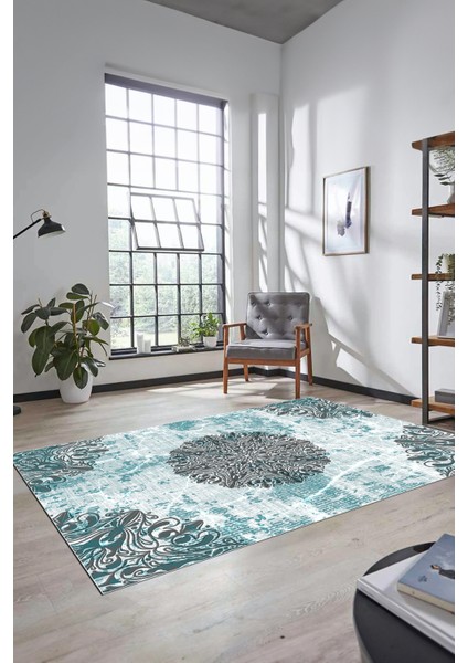 Şık Klasik Desen Dijital Kaymaz Taban Yıkanabilir Yolluk Mutfak Salon Halısı, Klasik-19-Mavi, modelleri