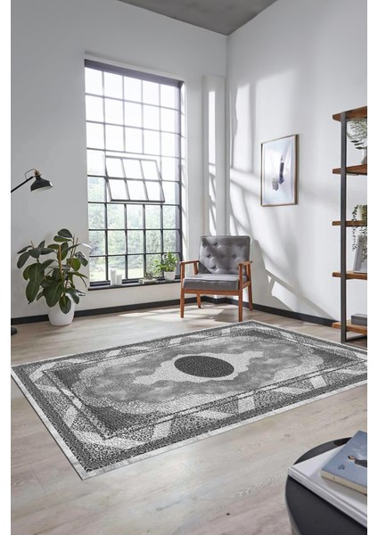 Göbekli Klasik Desenli Dijital Kaymaz Yıkanabilir Yolluk Mutfak Salon Halısı, Klasik-24-Gri, fiyatları