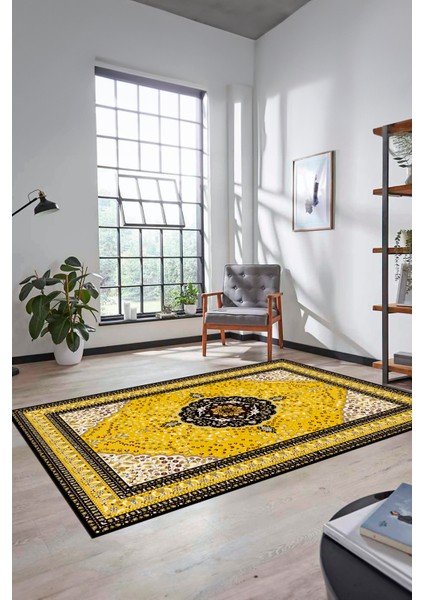Renkli Klasik Desen Dijital Kaymaz Yıkanabilir Yolluk Mutfak Salon Halısı, Klasik-26-Sarı, fiyatları