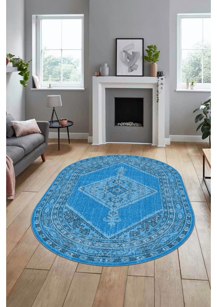 Baskılı Kaymaz Yıkanabilir Göbekli Klasik Yolluk Oval Mutfak Salon Halısı, O-Klasik-06-Kırmızı, fiyatları