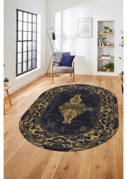Göbekli Klasik Motifli Dijital Kaymaz Yıkanabilir Oval Yolluk Salon Halısı, O-Klasik-28-Gold, modelleri