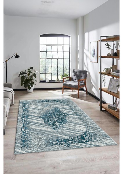 Klasik Desenli Dijital Kaymaz Taban Yıkanabilir Yolluk Mutfak Salon Halısı, Klasik-11-Mavi, fırsatları