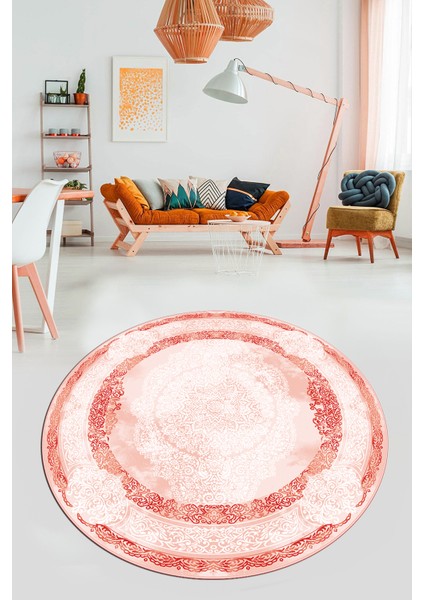 Baskılı Kaymaz Yıkanabilir Çerçeveli Klasik Desen Yuvarlak Mutfak Salon Halısı, Y-Klasik-01-Kırmızı, fırsatları