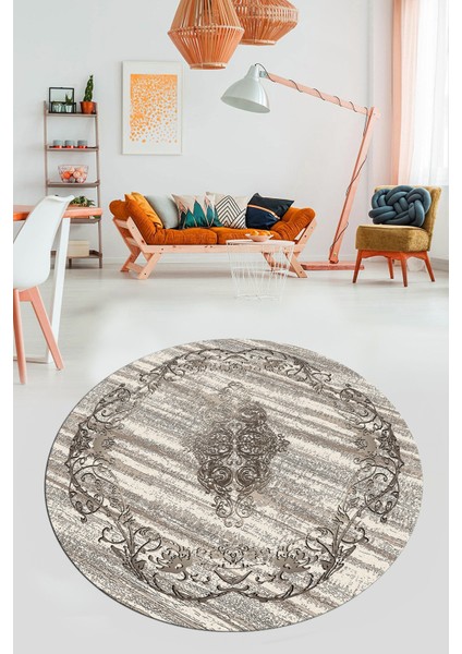 Klasik Desenli Dijital Kaymaz Taban Yıkanabilir Yuvarlak Mutfak Salon Halısı, Y-Klasik-11-Bej, fiyatları