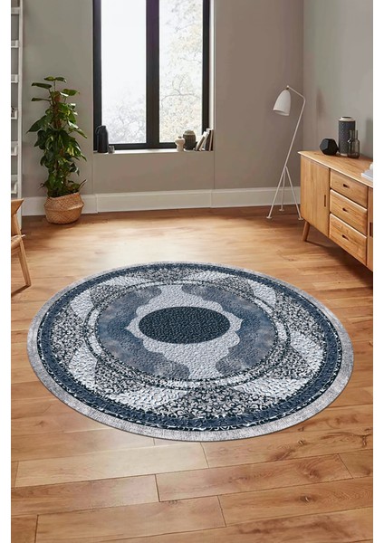 Göbekli Klasik Desenli Dijital Kaymaz Yıkanabilir Yuvarlak Mutfak Salon Halısı, Y-Klasik-24-Mavi, fiyatları