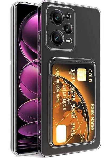 Xiaomi Redmi Note 12 Pro 5g Kılıf Kartlıklı Şeffaf Redclick Setra Clear Silikon Kapak