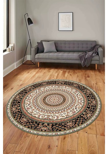 Klasik Desenli Dijital Kaymaz Yıkanabilir Yuvarlak Mutfak Salon Halısı, Y-Klasik-21-Krem, modelleri