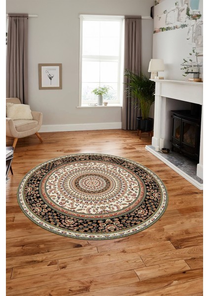 Klasik Desenli Dijital Kaymaz Yıkanabilir Yuvarlak Mutfak Salon Halısı, Y-Klasik-21-Krem, fırsatları