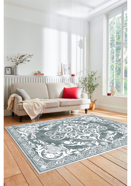 Dijital Kaymaz Yıkanabilir Klasik Desenli Yolluk Mutfak Salon Halısı, Klasik-09-Mavi, fiyatları