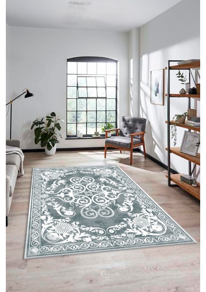 Dijital Kaymaz Yıkanabilir Klasik Desenli Yolluk Mutfak Salon Halısı, Klasik-09-Mavi, indirimleri