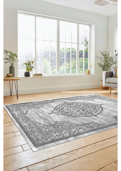 Zarif Klasik Desen Dijital Kaymaz Taban Yıkanabilir Yolluk Mutfak Salon Halısı, Klasik-15-Gri, fiyatları