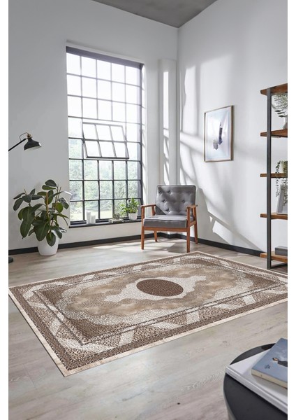 Göbekli Klasik Desenli Dijital Kaymaz Yıkanabilir Yolluk Mutfak Salon Halısı, Klasik-24-Kahve, fiyatları