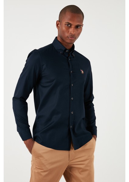 Düğmeli Yaka Pamuk Slim Fit Gömlek Erkek Gömlek G081SZ0041826727