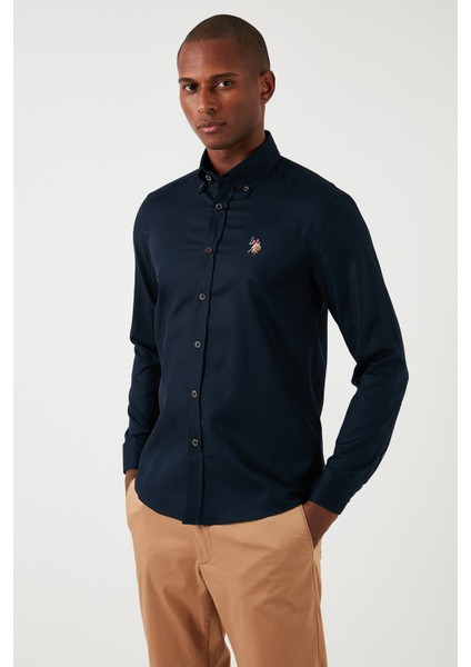 Düğmeli Yaka Pamuk Slim Fit Gömlek Erkek Gömlek G081SZ0041826727 modelleri