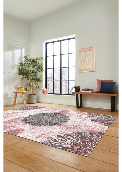 Şık Klasik Desen Dijital Kaymaz Taban Yıkanabilir Yolluk Mutfak Salon Halısı, Klasik-19-Pembe, indirimleri