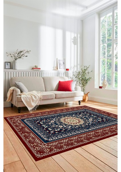 Şık Klasik Desen Dijital Kaymaz Taban Yıkanabilir Yolluk Mutfak Salon Halısı, Klasik-14-Bordo,