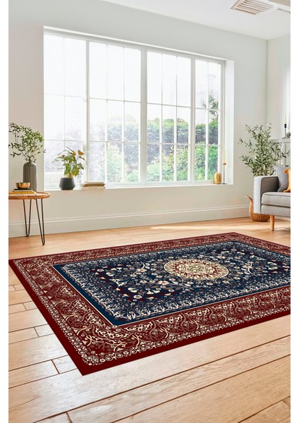 Şık Klasik Desen Dijital Kaymaz Taban Yıkanabilir Yolluk Mutfak Salon Halısı, Klasik-14-Bordo, modelleri