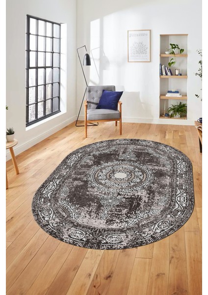 Göbekli Klasik Desen Dijital Kaymaz Yıkanabilir Oval Yolluk Salon Halısı, O-Klasik-25-Vizon, modelleri