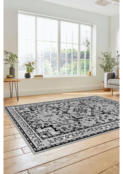 Dijital Kaymaz Yıkanabilir Klasik Desen Yolluk Mutfak Salon Halısı, Klasik-10-Gri, fırsatları